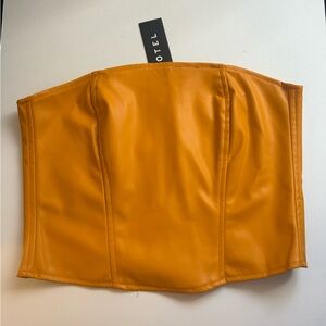 - *Motel  Faux Leather Bustier Top